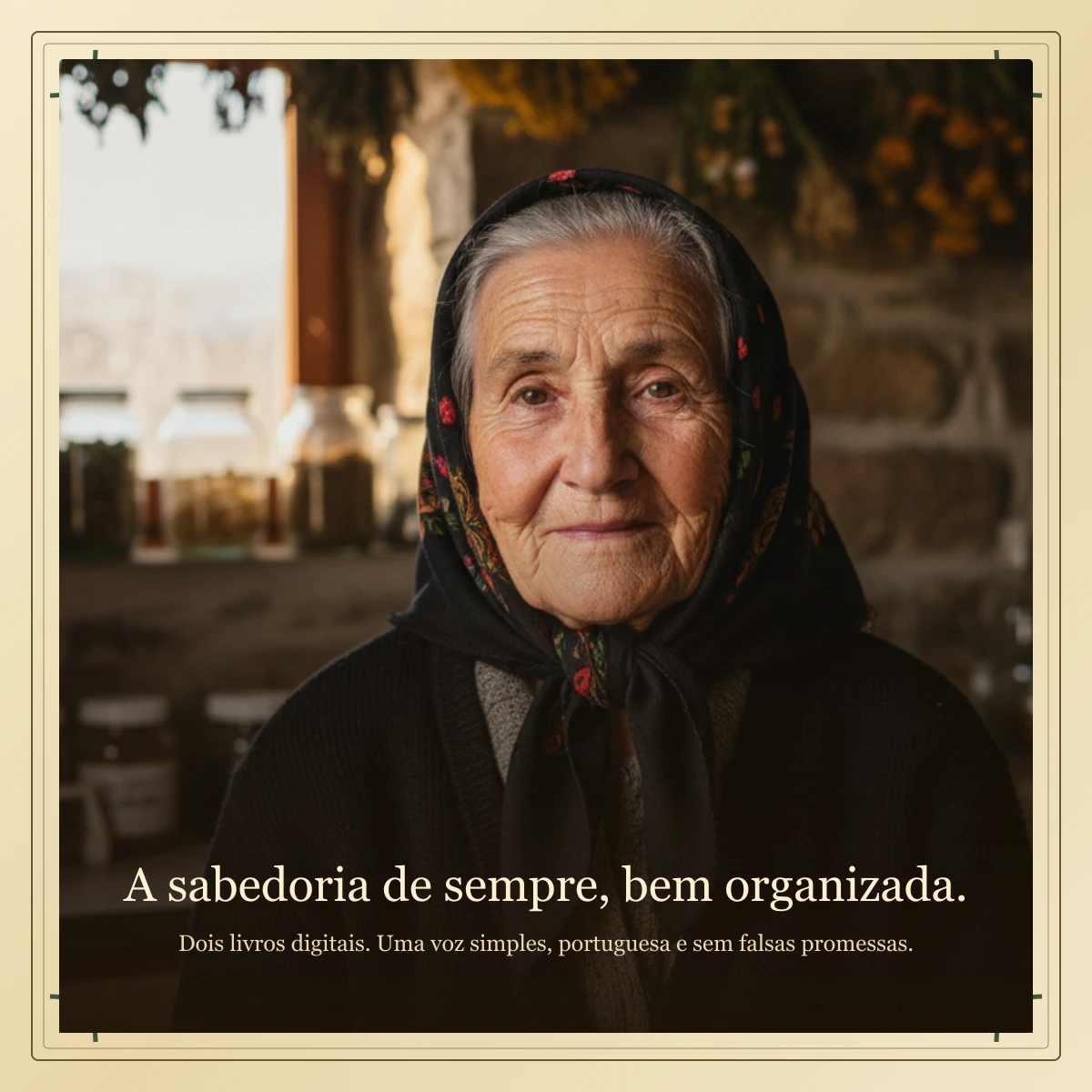 Retrato fotográfico da Ti Belmira na sua cozinha